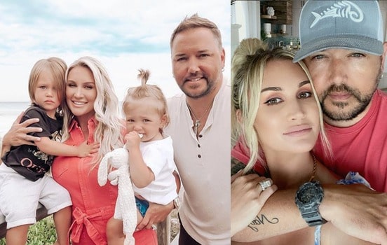 Picture of Jason Aldean, his wife Brittany Keer and their children Memphis Aldean and Navy Rome Williams 